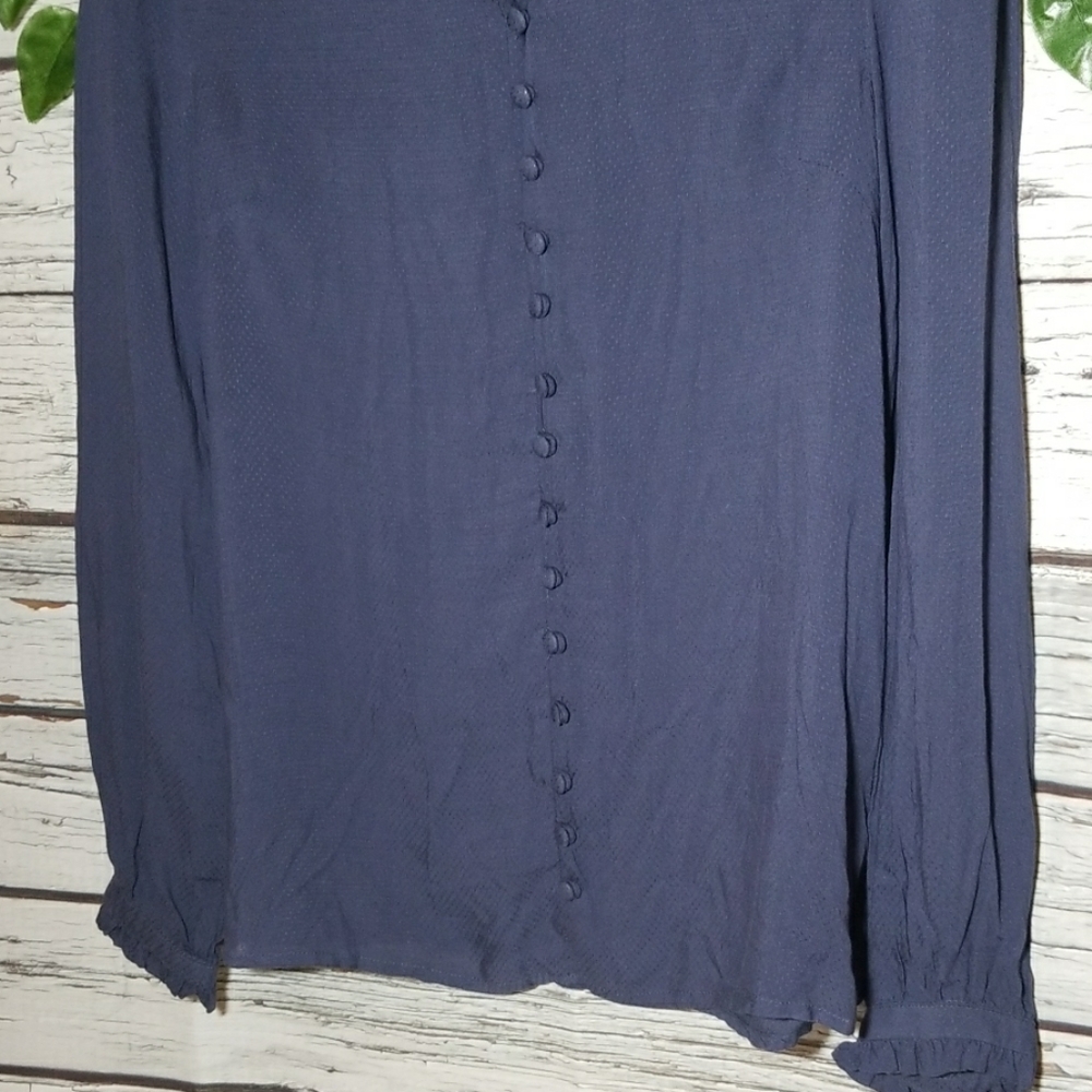 Modcloth Button Down Collared Ruffle Cuffed Medium - image 3